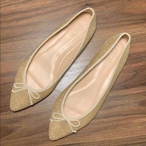 NEW J. Crew Gold Glitter Flats, 6.5